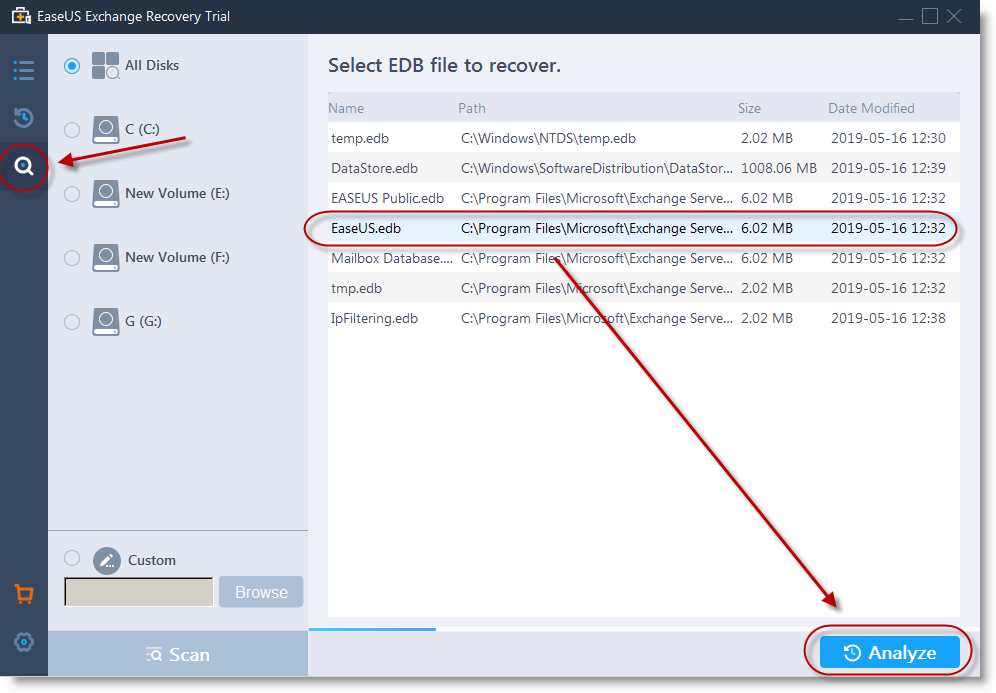 Choose Damaged EDB file