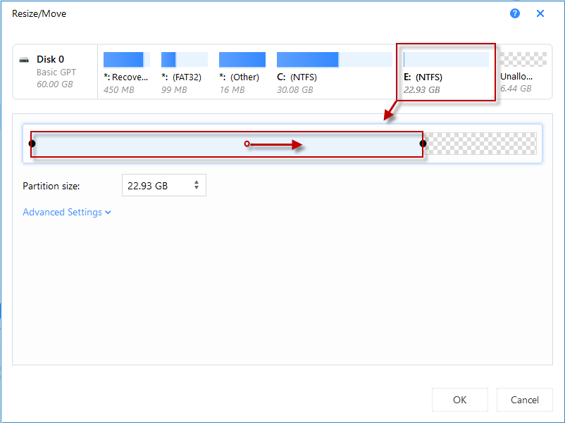 Extend C partition using EaseUS Partition Master