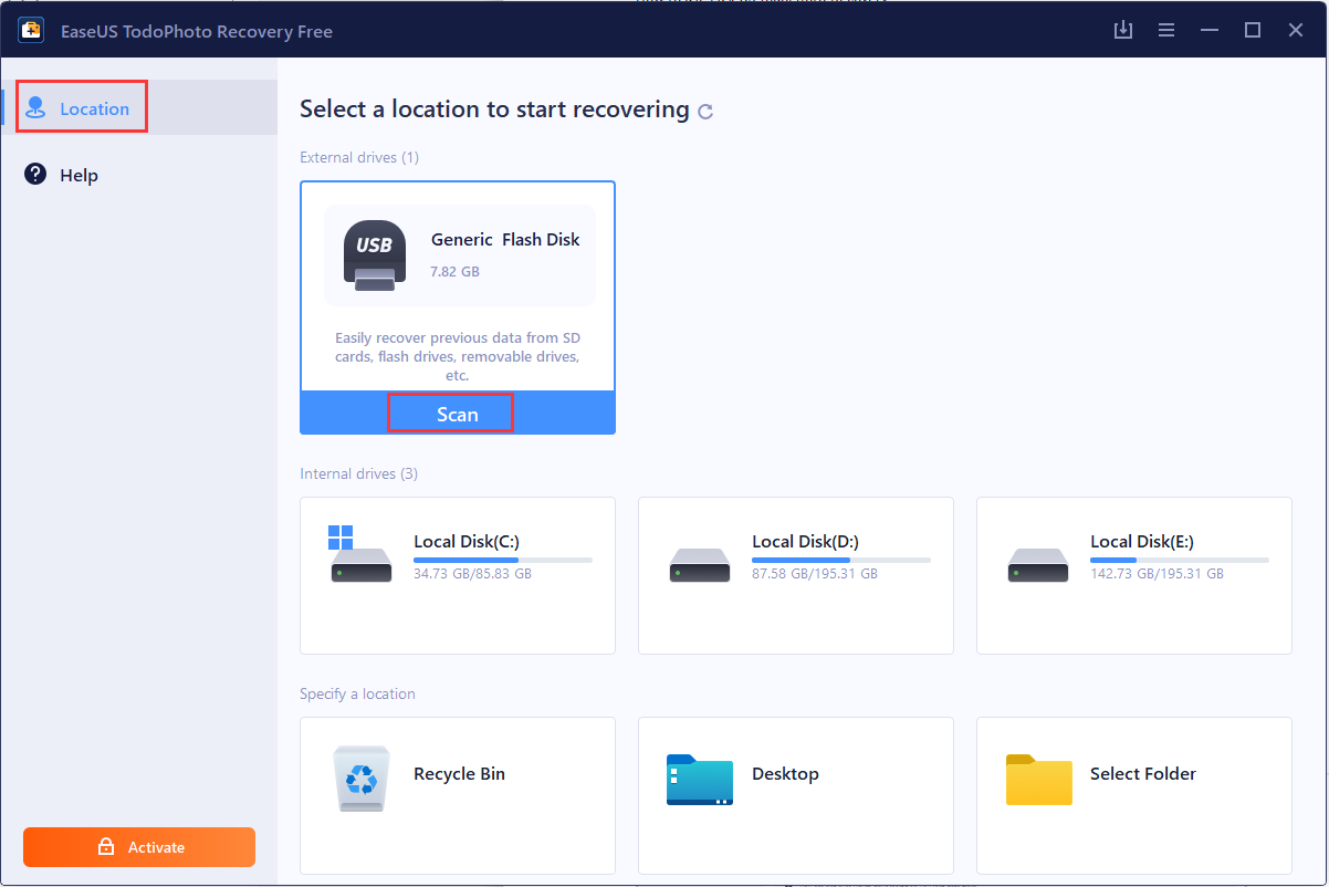 How to use EaseUS TodoPhoto Recovery